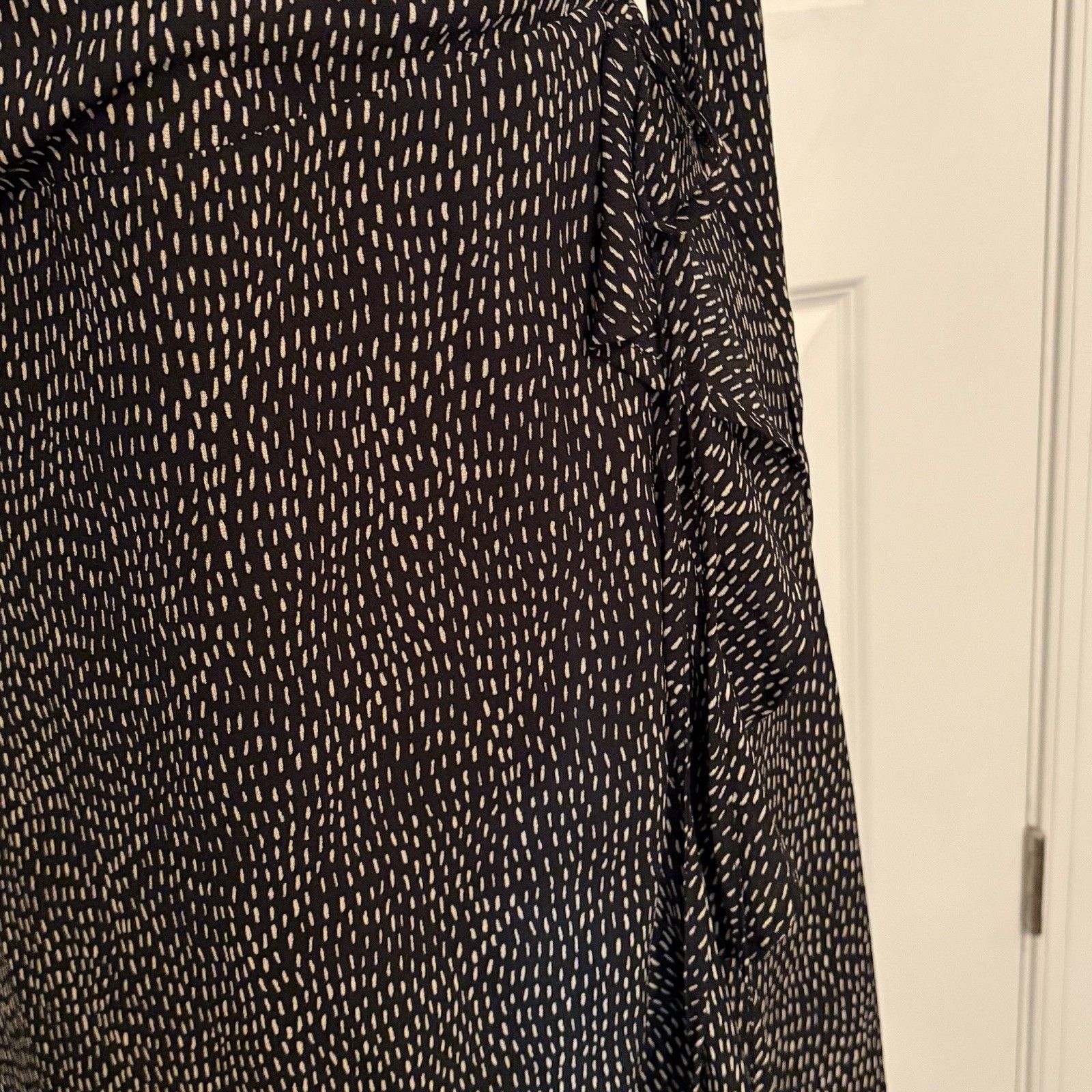 Nwt Amalli Talli Black White Polka Dot Long Sleeve Wrap Maxi Dress Womens Medium — image 3 of 8